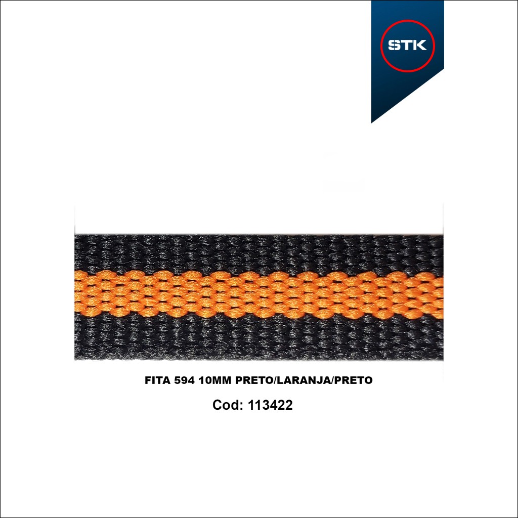 FITA 594 10MM PRETO / LARANJA / PRETO