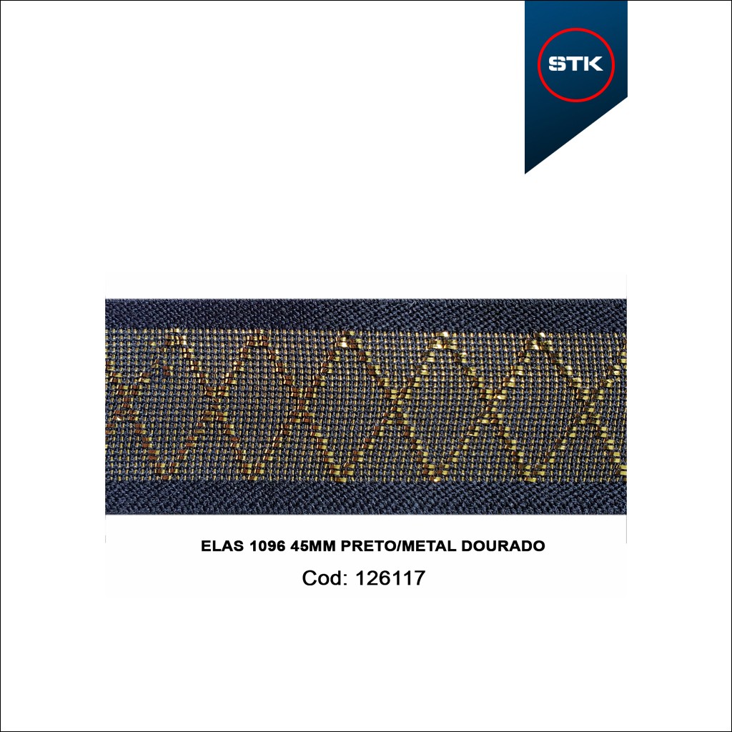 ELÁSTICO STK 1096 45MM PRETO / METAL DOURADO