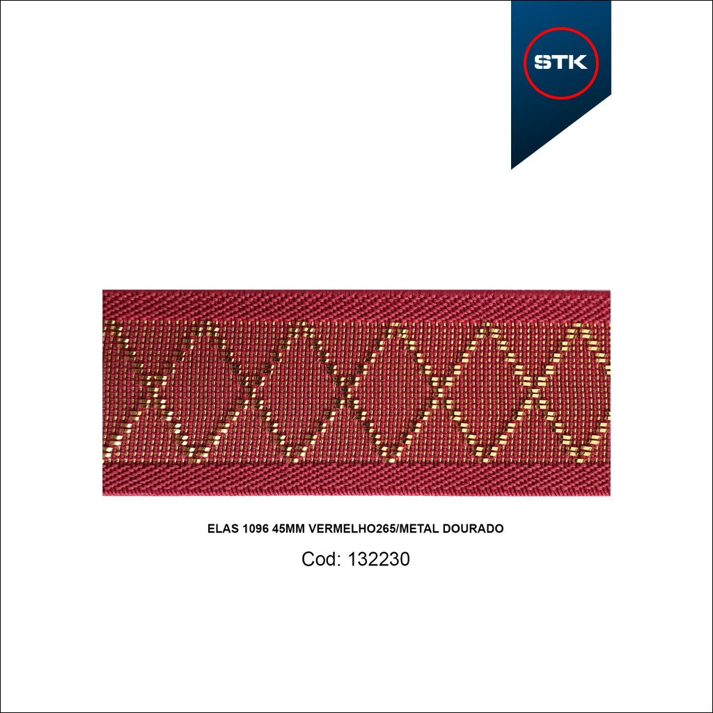 ELÁSTICO STK 1096 45MM VERMELHO 265 / METAL DOURADO