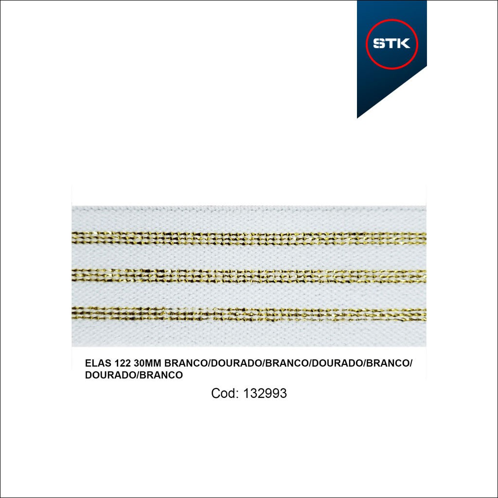 ELÁSTICO STK 122 30MM BRANCO / DOURADO