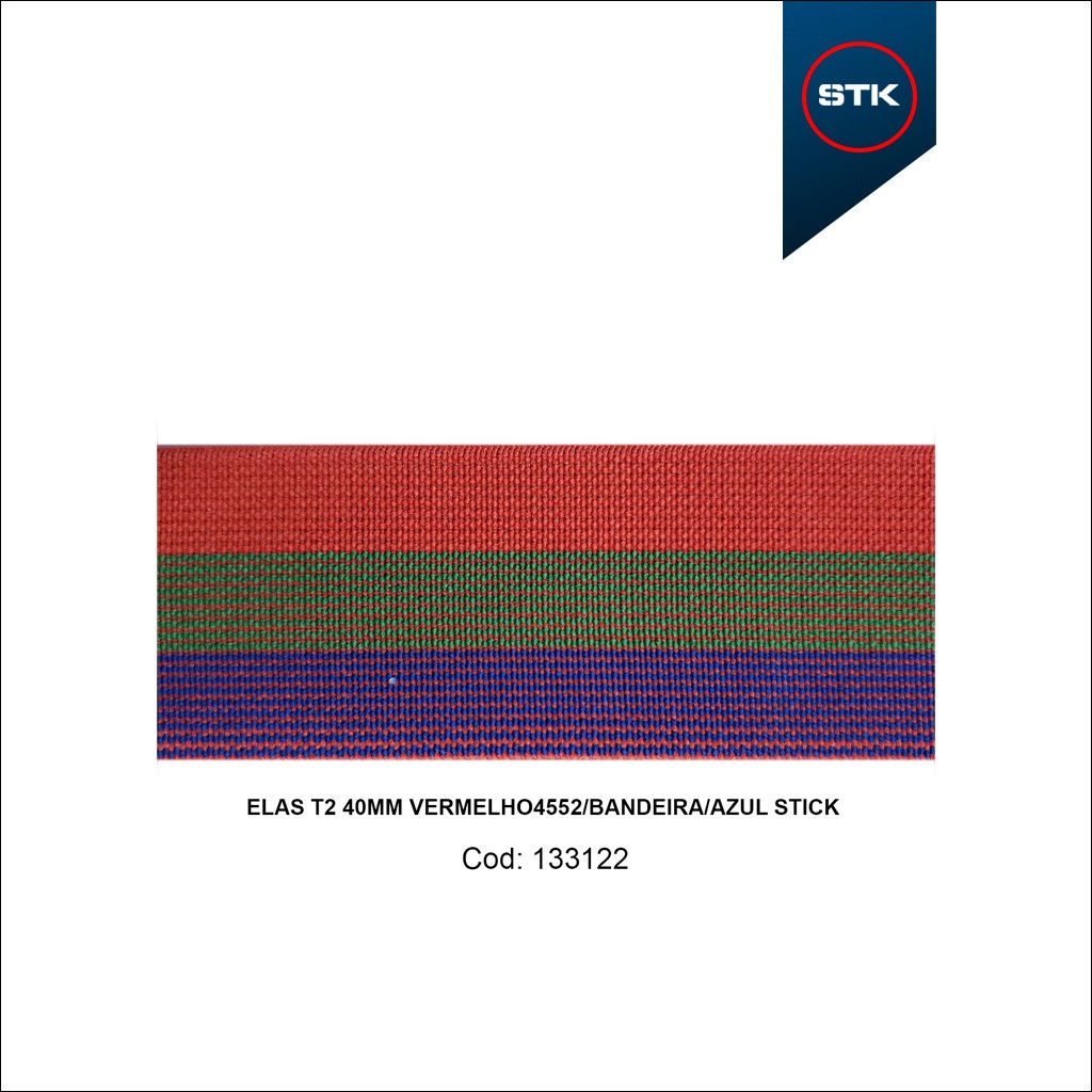 ELÁSTICO STK 187 T2 40MM VERM4552 / BANDEIRA / AZUL STK