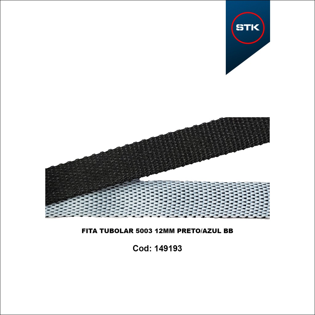 FITA TUBOLAR 5003 12MM PRETO / AZUL BB